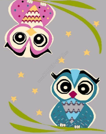 Ковер польский Agnella Funky Top owl (фризе, серый)