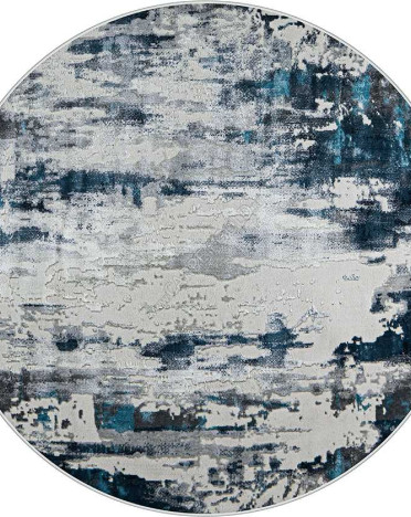 Ковер турецкий 37107A Kleopatra круглый (Полипропилен, синий, серый)