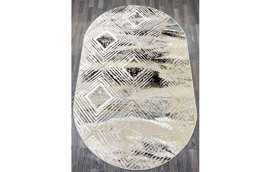 Турецкий ковер 40670A_COKME BEJ / KOYU GRI ОВАЛ